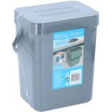 Afvalbak/vuilnisbak - 1 stuk - 5,5 liter - Kunststof - Grijs