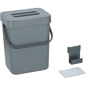 Afvalbak/vuilnisbak - 1 stuk - 5,5 liter - Kunststof - Grijs