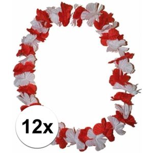 12 Hawaii kransen rood en wit