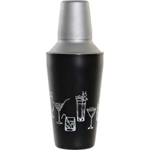 Cocktailshaker zwart 500 ml RVS - Keukenbenodigdheden - Bar/cafe benodigdheden - Cocktails maken - Mix/shake bekers