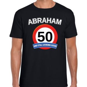 Verjaardag t-shirt verkeersbord 50 jaar - zwart - heren - vijftig jaar cadeau shirt Abraham