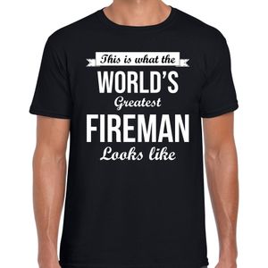 Worlds greatest fireman cadeau t-shirt zwart voor heren - Cadeau verjaardag t-shirt brandweerman