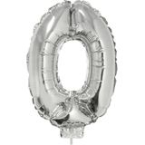 50 jaar leeftijd feestartikelen/versiering cijfers ballonnen op stokje van 41 cm - Combi van cijfer 50 in het zilver