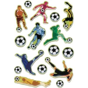 16x  Voetbal stickers met 3D effect met zacht kunststof - kinderstickers - stickervellen - knutselspullen