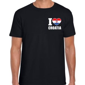 I love Croatia t-shirt zwart op borst voor heren - Kroatie landen shirt - supporter kleding