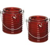 Citronella kaars - 5x - in windlicht - rood - 20 branduren - citrusgeur