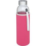 4x stuks glazen waterfles/drinkfles met roze softshell bescherm hoes 500 ml - Sportfles - Bidon