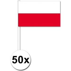 50 Poolse zwaaivlaggetjes 12 x 24 cm