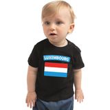 Luxembourg baby shirt met vlag zwart jongens en meisjes - Kraamcadeau - Babykleding - Luxemburg landen t-shirt