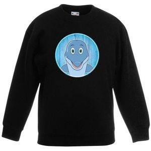Kinder sweater zwart met vrolijke dolfijn print - dolfijnen trui - kinderkleding / kleding