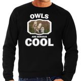 Dieren uilen sweater zwart heren - owls are serious cool trui - cadeau sweater kerkuil/ uilen liefhebber