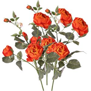 Top Art Kunstbloem roos Ariana - 3x - oranje - 73 cm - kunststof steel - decoratie bloemen