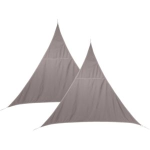 Set van 2x stuks schaduwdoek/zonnescherm Curacao driehoek taupe waterafstotend polyester - 2 x 2 x 2 meter
