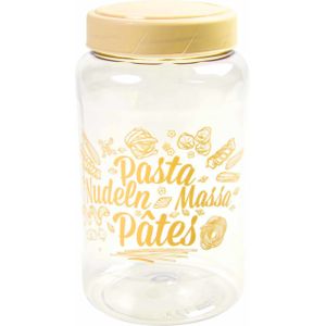 Pasta voorraadpot/bewaarpot gele deksel 1500 ml kunststof - 10,5 x 19,5 cm - Macaroni bewaren