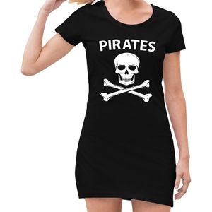 Piraten verkleed jurkje met doodshoofd zwart voor dames - pirates