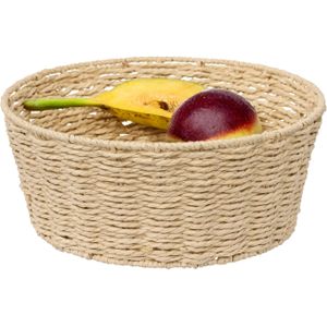 5Five Fruitschaal/fruitmand Quito - netaal/touw - D28 x H11 cm - beige - rond