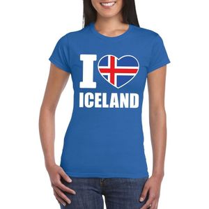 Blauw I love Ijsland supporter shirt dames - Ijslands t-shirt dames