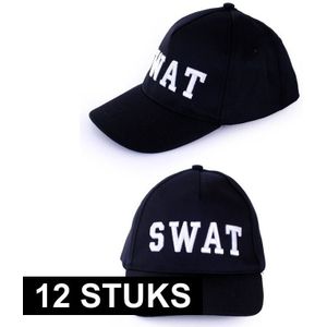 12x Politie SWAT baseball caps verkleedkleding voor volwassenen - verkleedkleding accessoires