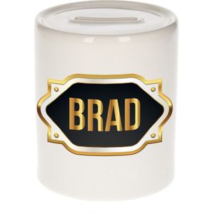 Brad naam cadeau spaarpot met gouden embleem - kado verjaardag/ vaderdag/ pensioen/ geslaagd/ bedankt