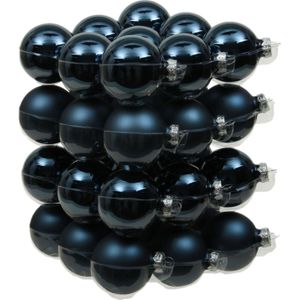 Othmara Kerstballen - 36 stuks - glas - donkerblauw - 4 cm