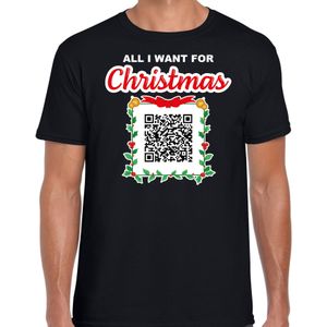 Kerst QR code kerstshirt All I want: Kerst zonder schoonmoeder heren zwart - Bellatio Christmas sweaters