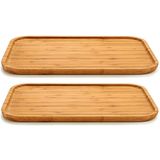 Set van 2x stuks voedsel/hapjes platte serveerplank van bamboe 36 x 24 cm met opstaande rand