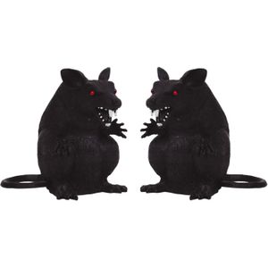 Nep ratten - 3x - 23 x 18 cm - zwart - Horror/griezel thema decoratie dieren