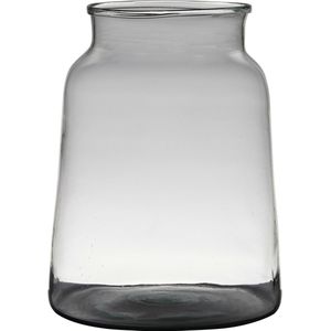 Transparante/grijze stijlvolle vaas/vazen van gerecycled glas 30 x 23 cm - Bloemen/boeketten vaas voor binnen gebruik