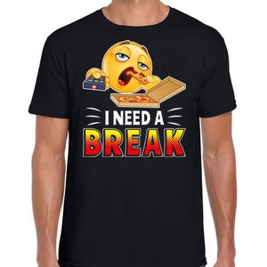Funny emoticon t-shirt I need a break zwart voor heren -  Fun / cadeau shirt