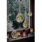 Lumineo verlichte kerstballen - 2x st - glas - aan touw -D10 cm -warm wit