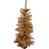2x stuks kunstbomen/kunst kerstbomen goud 120 cm - Kunst kerstboompjes/kunstboompjes