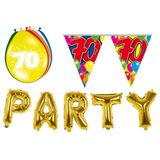 Folat - Verjaardag feestversiering 70 jaar PARTY letters en 16x ballonnen met 2x plastic vlaggetjes