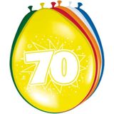 Folat - Verjaardag feestversiering 70 jaar PARTY letters en 16x ballonnen met 2x plastic vlaggetjes