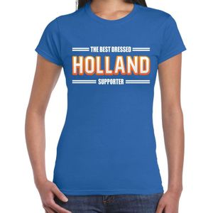 Oranje / Holland supporter t-shirt blauw - The best dressed Holland supporter voor dames - Nederlands elftal fan shirt / kleding