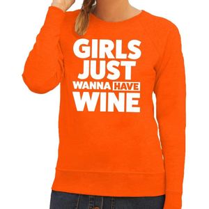 Girls just wanna have Wine tekst sweater oranje dames - dames trui Girls just wanna have Wine - oranje kleding