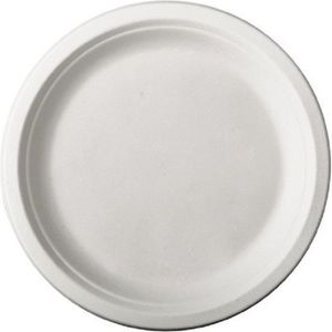 60x Witte suikerriet dinerbordjes 26 cm biologisch afbreekbaar - Ronde wegwerp bordjes - Pure tableware - Duurzame materialen - Milieuvriendelijke wegwerpservies borden - Ecologisch verantwoord