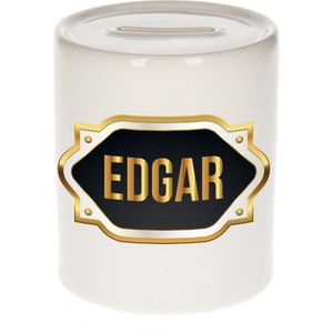 Edgar naam cadeau spaarpot met gouden embleem - kado verjaardag/ vaderdag/ pensioen/ geslaagd/ bedankt