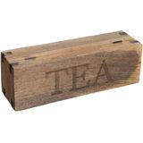 Theedoos/theekist bruin 4-vaks 32 x 10 cm van mango hout - Theezakjes doos/kist