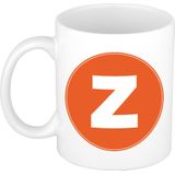 Mok / beker met de letter Z oranje bedrukking voor het maken van een naam / woord - koffiebeker / koffiemok - namen beker