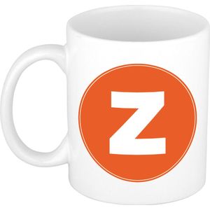 Mok / beker met de letter Z oranje bedrukking voor het maken van een naam / woord - koffiebeker / koffiemok - namen beker