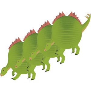 4x stuks dinosaurus bol lampion 25 cm - Sint Maarten - Kinderfeestje/kinderpartijtje lampionnen dino thema