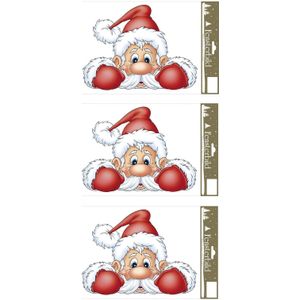 3x stuks velletjes kerst raamstickers kerstman 21 x 32 cm - Raamversiering/raamdecoratie stickers kerstversiering