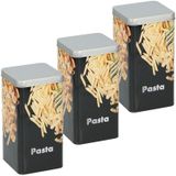 3x Metalen pasta/macaroni voorraadblikken/voorraadbussen 2000 ml - 2 liter - 18,5 cm - Keukenbenodigdheden - Voorraadbussen/blikken met luchtdichte deksel
