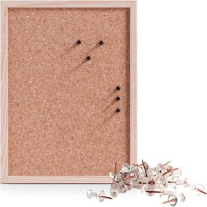 Prikbord incl. 25x punaises - 30 x 40 cm - rose goud - kurk