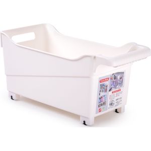 Plasticforte opberg Trolley Container - ivoor wit - op wieltjes - L38 x B18 x H18 cm - kunststof - opslag box/bak - 12 liter