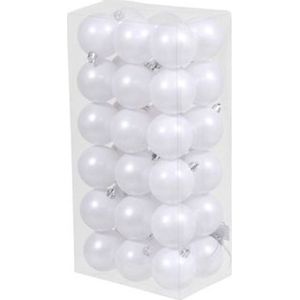 72x Witte kunststof kerstballen 6 cm - Mat - Onbreekbare plastic kerstballen - Kerstboomversiering Wit