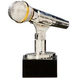 Microfoon trofee voice zilver 17 cm