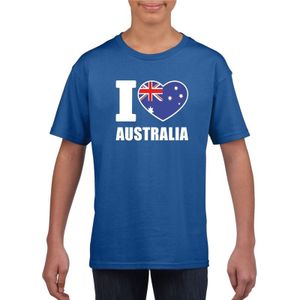 Blauw I love Australie supporter shirt kinderen - Australisch shirt jongens en meisjes