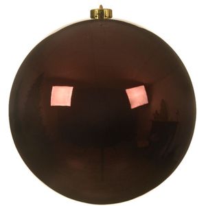 1x stuks kunststof kerstballen mahonie bruin - 14 cm - glans - Onbreekbare plastic kerstballen