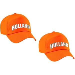 2x stuks Holland fan pet / cap oranje - kinderen - EK / WK / Koningsdag - Nederland supporter petje / kleding